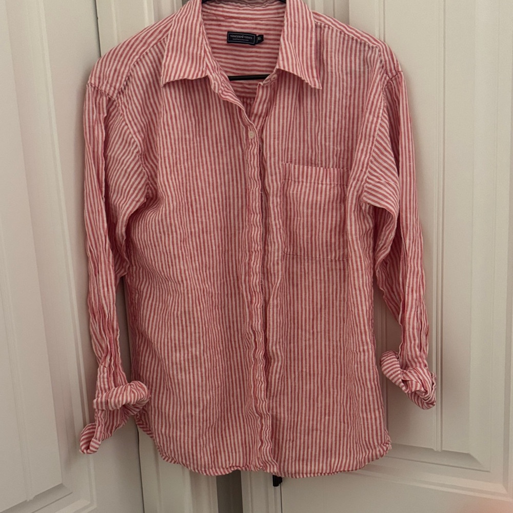 Vineyard Vines Pink and White Striped Blouse
